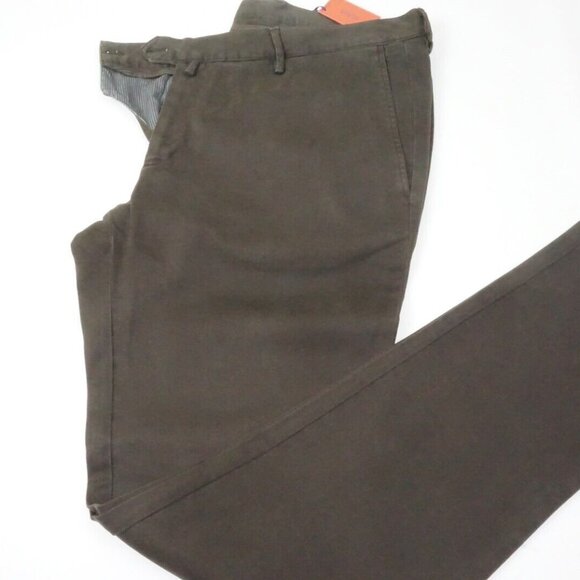 Isaia S Tinto Capo Brown Twill Cotton Blend Casual Mens Chino Pants 56R EU NEW